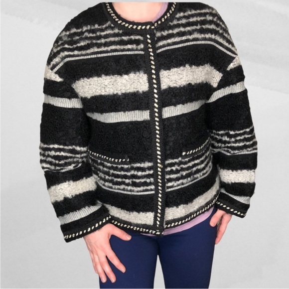 Mohair Wool Blend Cardigan Jacket Lightweight Luxury Chanel-like Shacket Medium - Picture 4 of 11